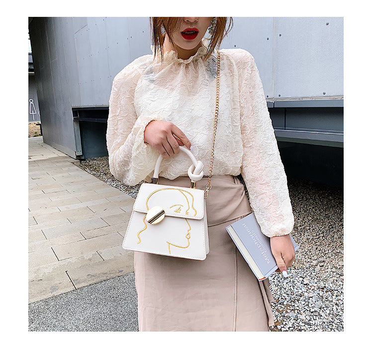 Female Bag, Portable Messenger Bag, Western Style Chain Shoulder Bag