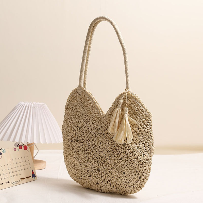 Chic Hollow Tassel Woven Tote