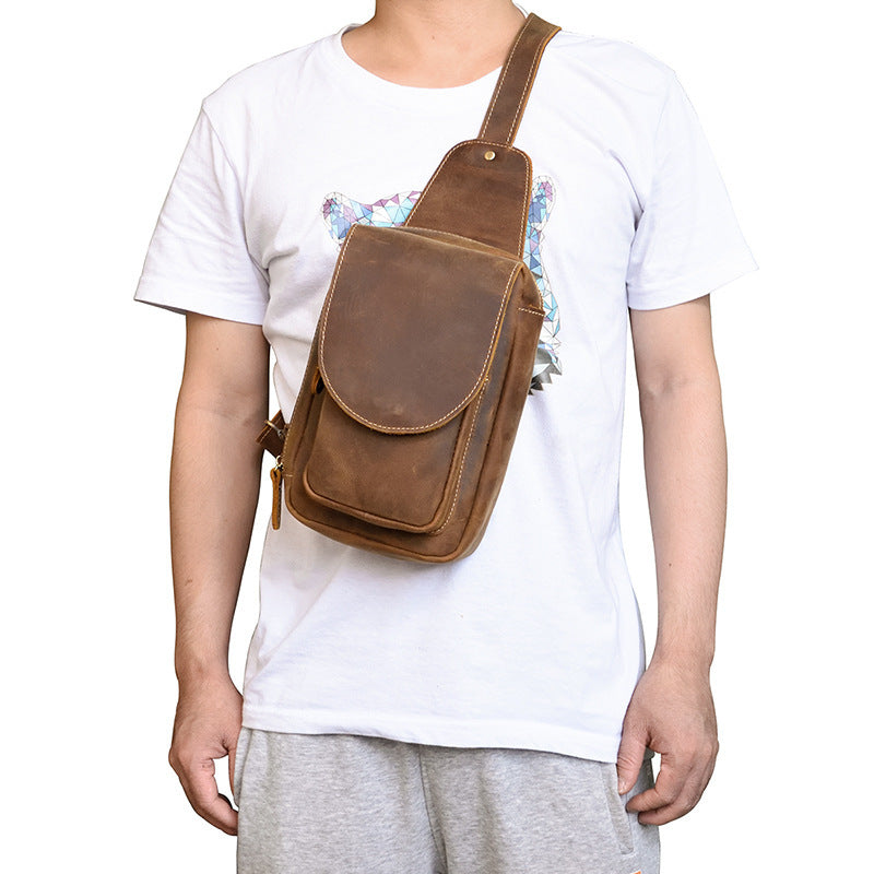 Men's Leather Chest Sports Bag