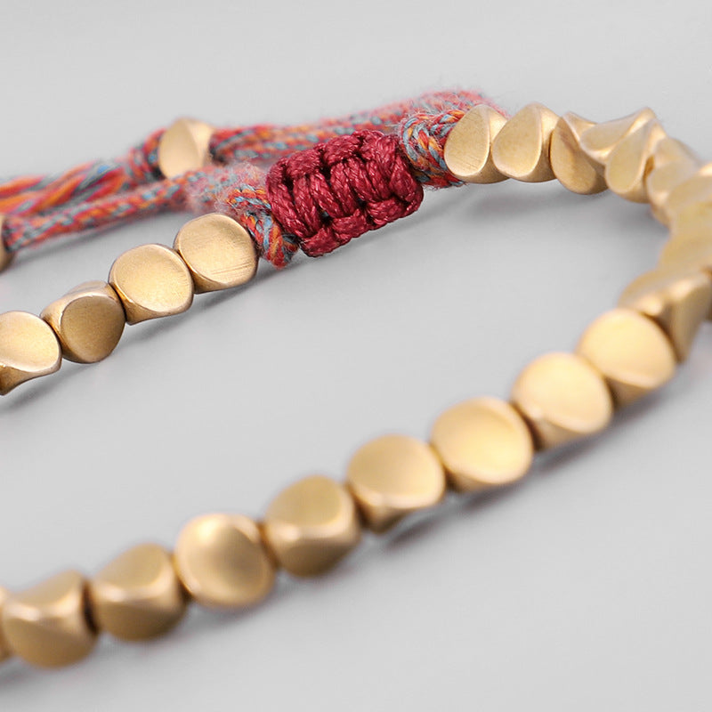 Handmade Tibetan Buddhist Braided Cotton Copper Beads Lucky Rope Bracelet & Bangles For Women Men Thread Bracelets
