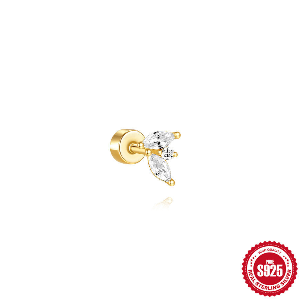 S925 Sterling Silver Flat Column Thread Piercing Ear Bone Stud