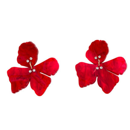 Silver Needle Resin Diamond Flower Earrings