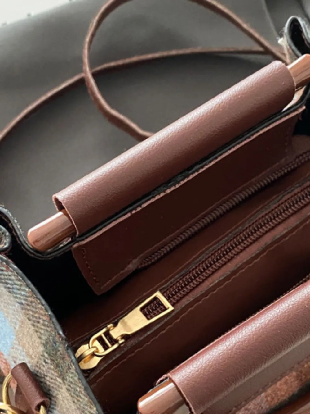 Lively Plaid Charm Shoulder Bag