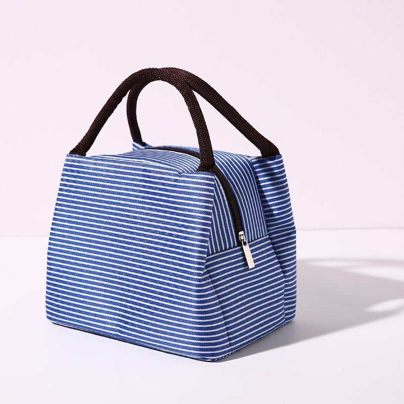 Portable Striped Aluminum Foil Insulation Bag Lunch Bag