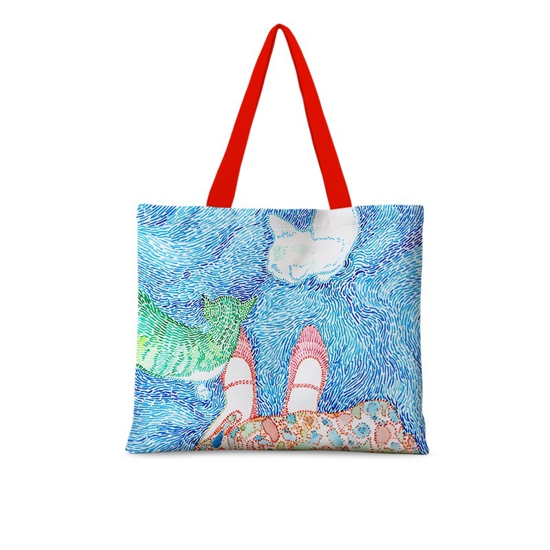 Cat Illustration Canvas Bag