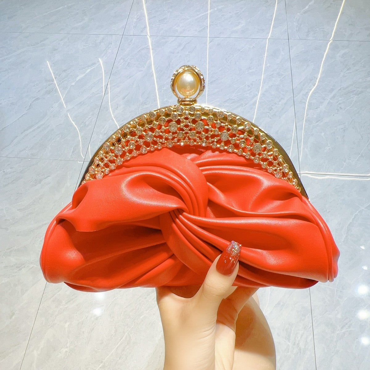 Diamond-embedded Socialite Mini Clutch