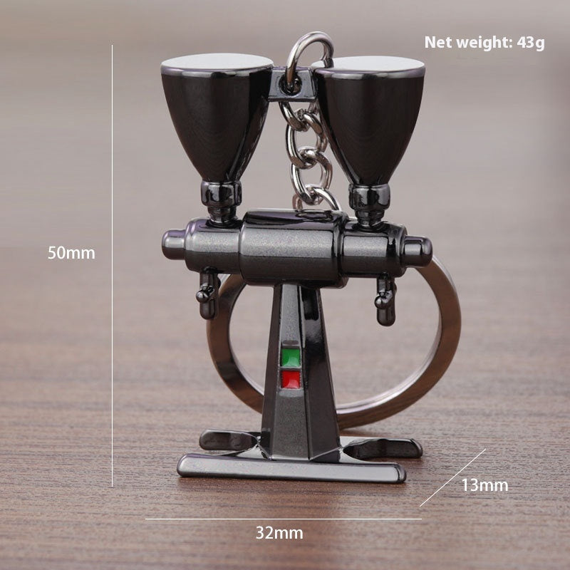 3D Coffee Keychain Metal Car Key Pendant