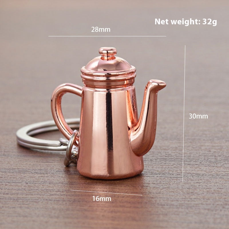 3D Coffee Keychain Metal Car Key Pendant