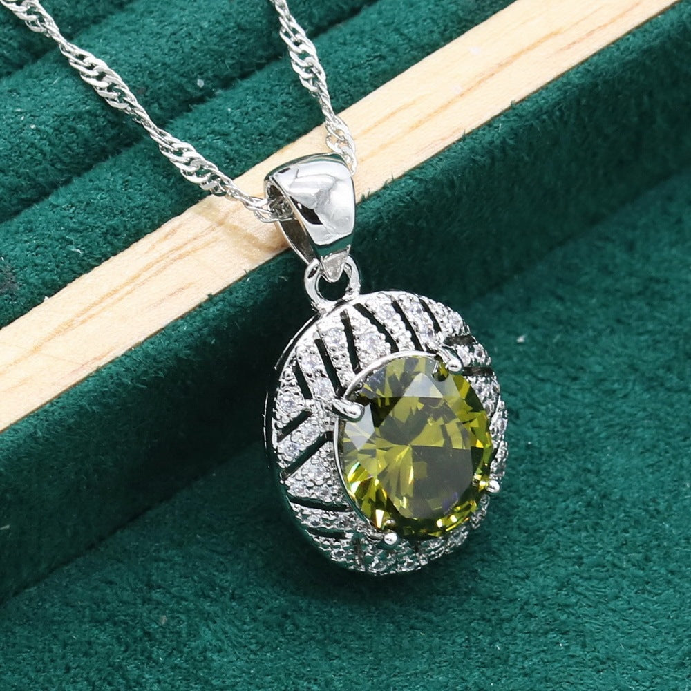 Anti-allergy Zircon Necklace Earring Ring Ornament Suit