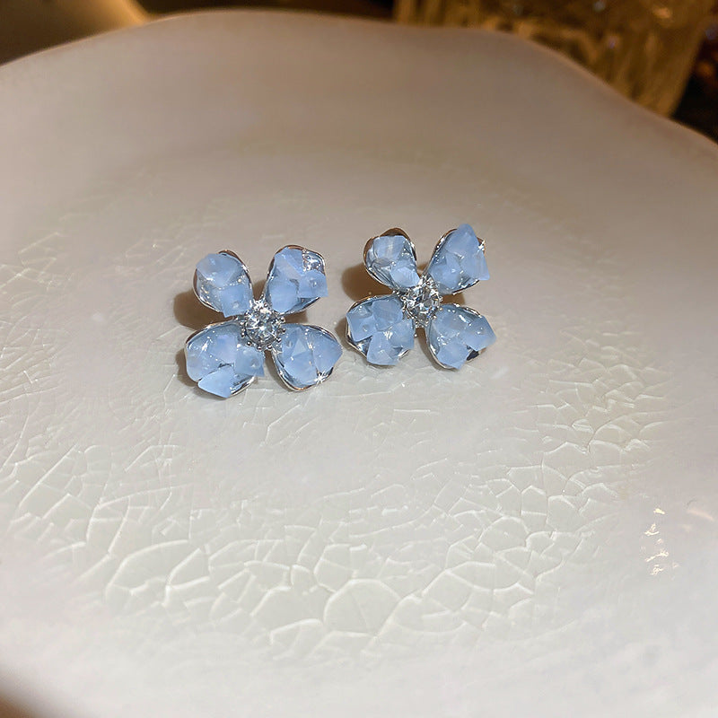 Flower Pattern Shell Tassel Round Earrings Light Luxury High Sense