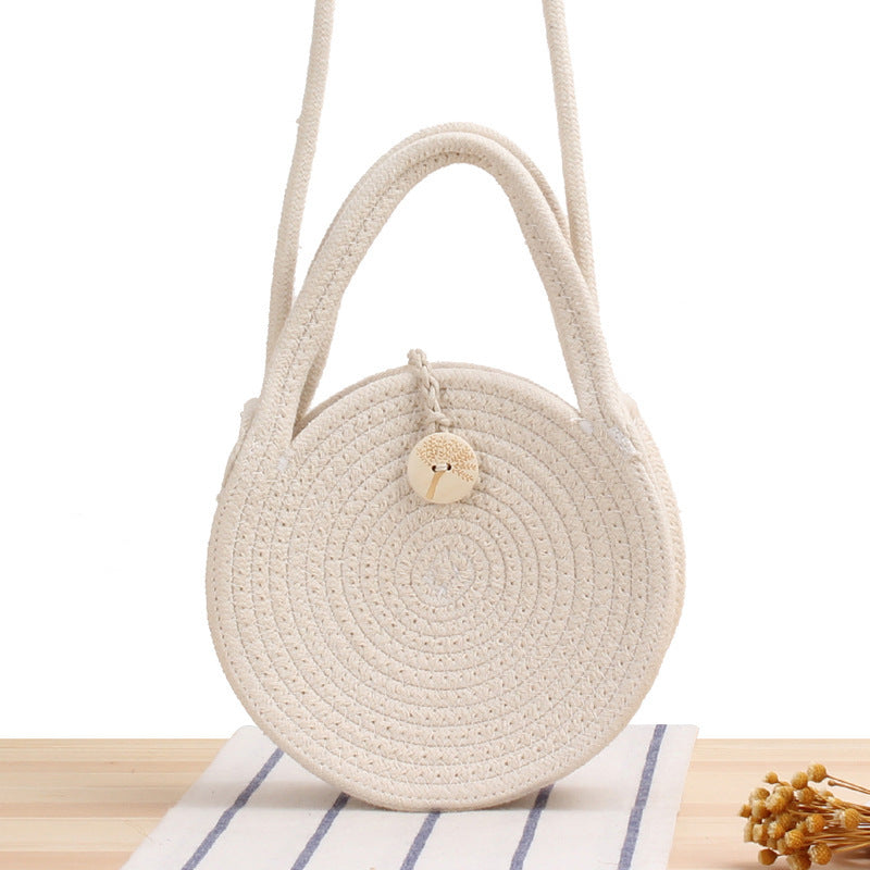 Bolso bandolera de playa redondo de paja tejida