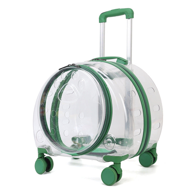 Large Capacity Universal Wheel Fully Transparent Pet Trolley Bag Breathable