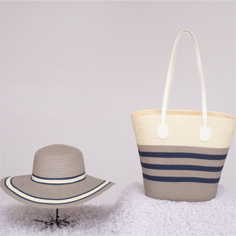 Sombrero para el sol de playa, bolso de hombro de gran capacidad, sombrero, traje