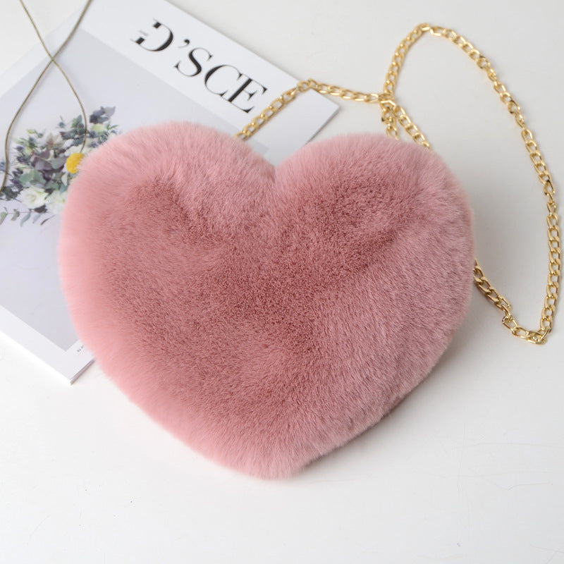 Fluffy Heart Messenger Bag - BAGMODA