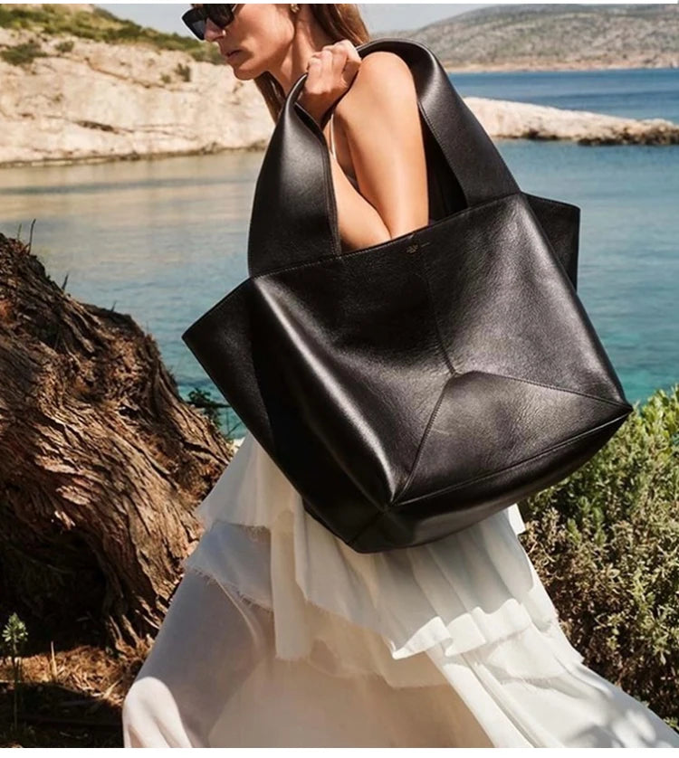 Trendy Suede Splice Tote Bag
