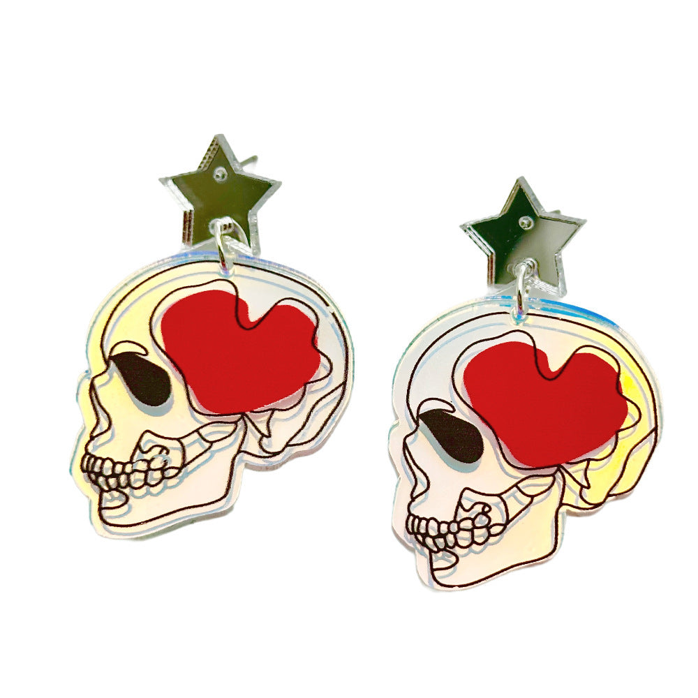 Halloween Day Ornament Colorful Ghost Eyes Funny Acrylic Earrings For Women