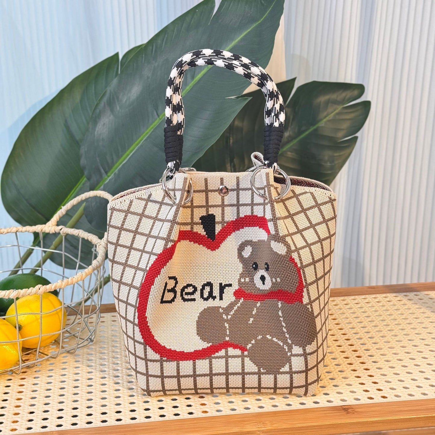 Knitted Buckle Bag Portable Large Capacity