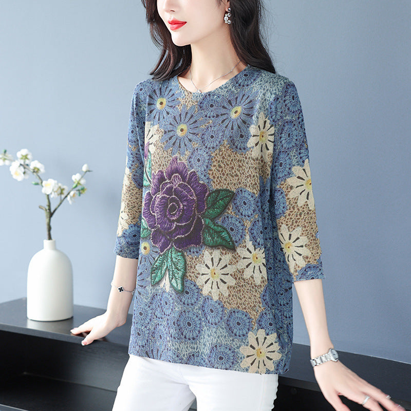 Plus Size Blouse For Middle-aged Women Knitwear