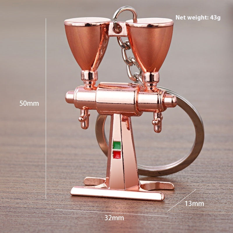 3D Coffee Keychain Metal Car Key Pendant