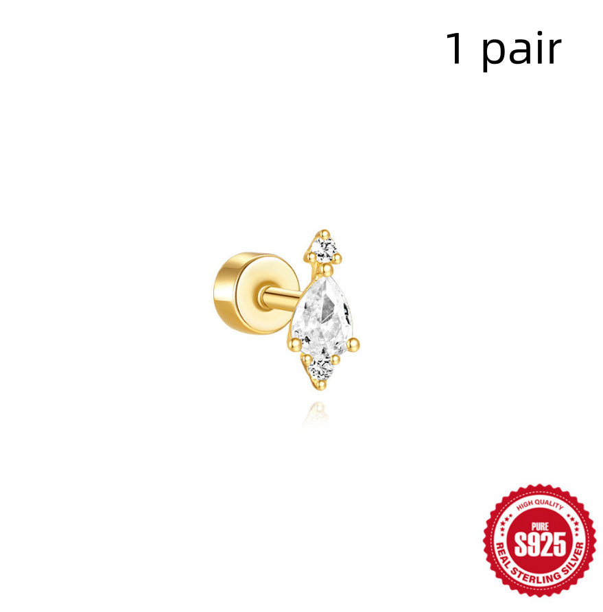 S925 Sterling Silver Flat Column Thread Piercing Ear Bone Stud