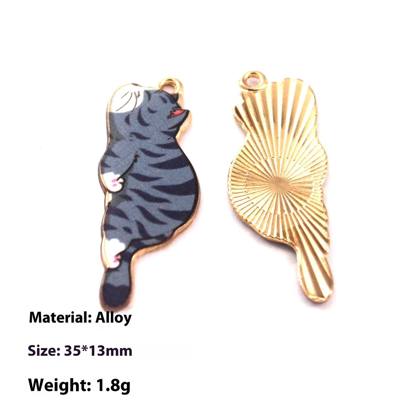 Japanese Style Kitten Cute Printed Cartoon DIY Dripping Oil Metal Alloy Earrings Key Ring Pendant Accessories