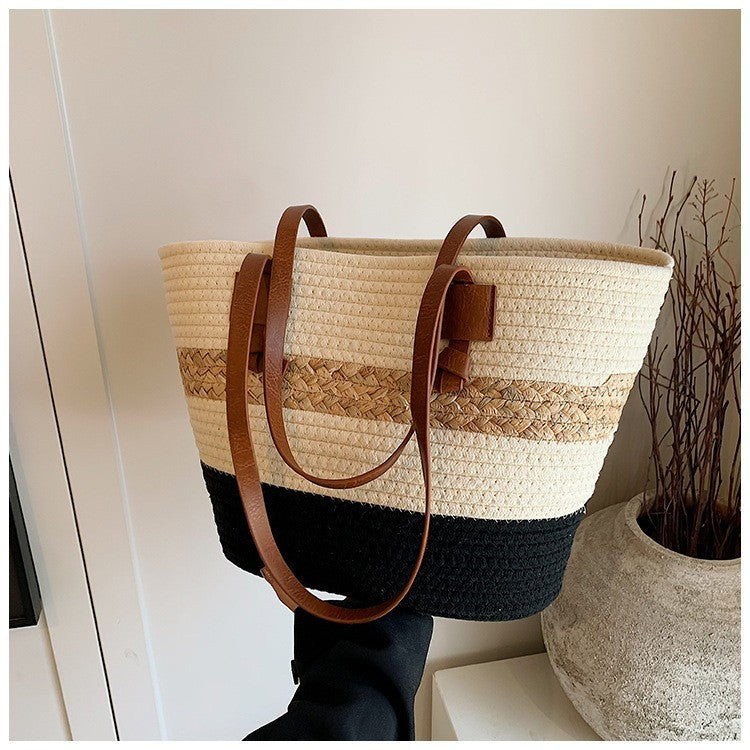 Seaside Luxe Straw Shoulder Bag