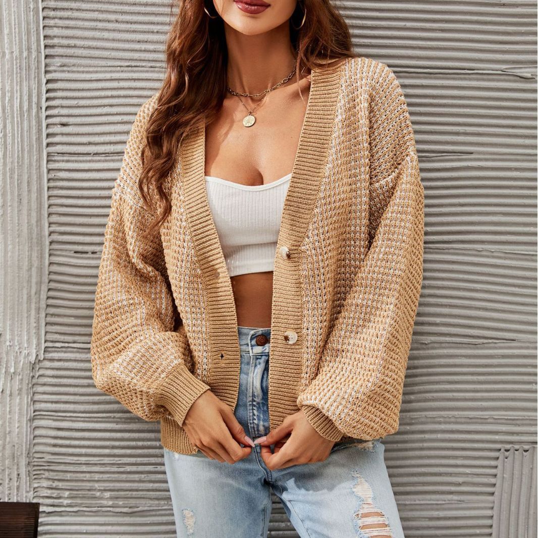 Plus Size Women's Knitwear Button Sweater