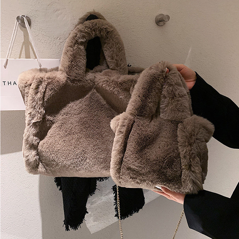 Wintertaschen Kette Plüsch Totes Bag