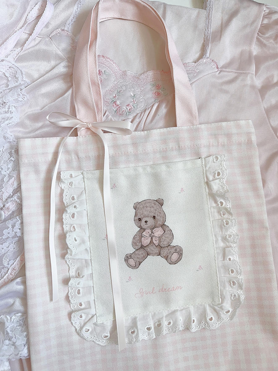 Bear Wooden Canvas Bag