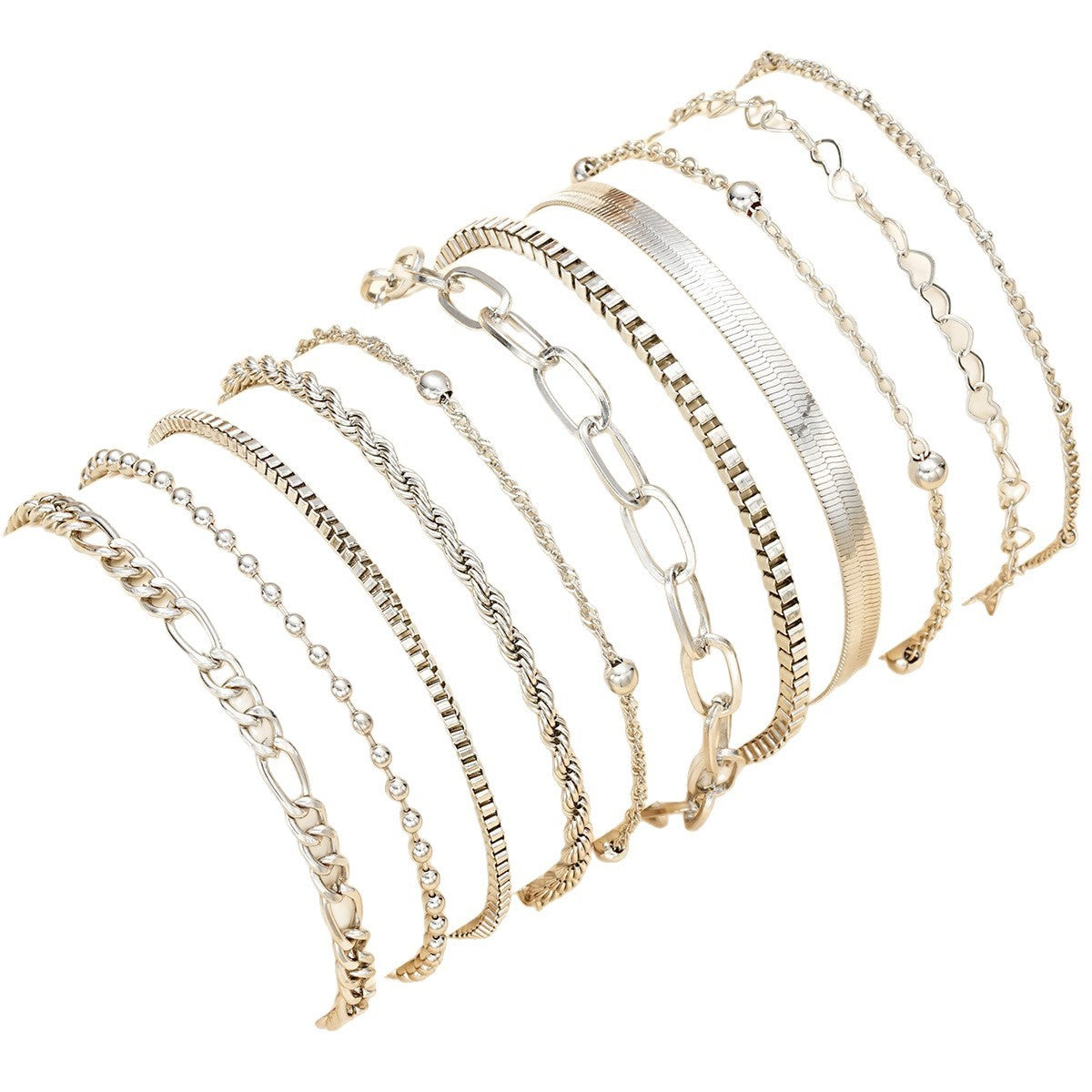 Multi-layer Twin Chain Bracelet Alloy Heart Ball Bracelet