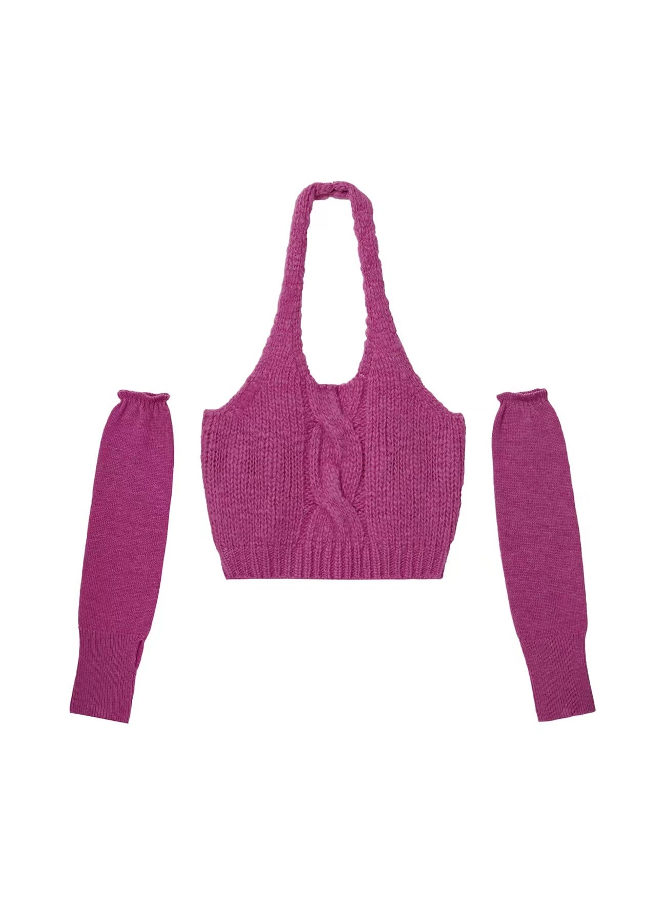 Ladies Off Shoulder Halter Sling Gloves Sweater Knitwear