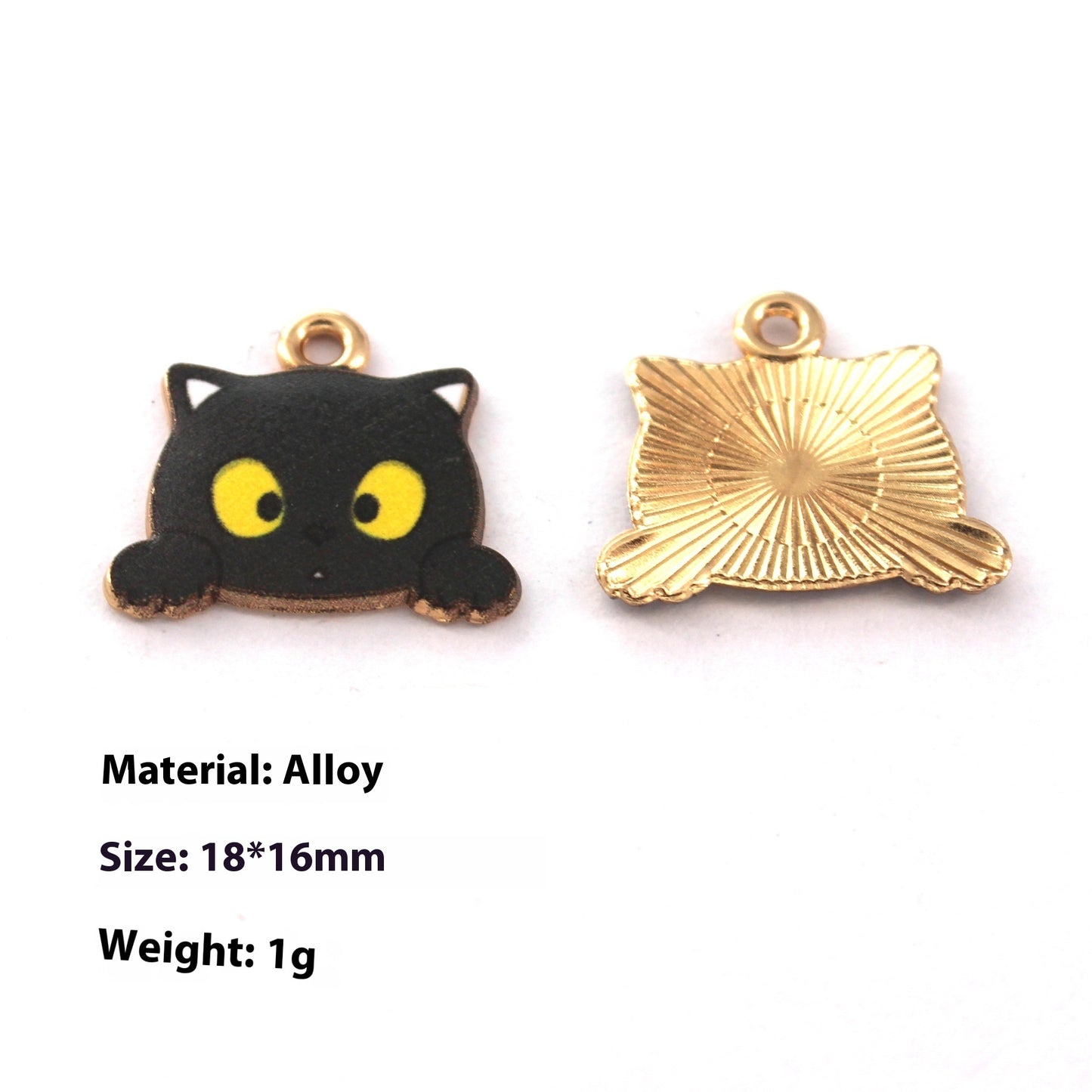 Japanese Style Kitten Cute Printed Cartoon DIY Dripping Oil Metal Alloy Earrings Key Ring Pendant Accessories