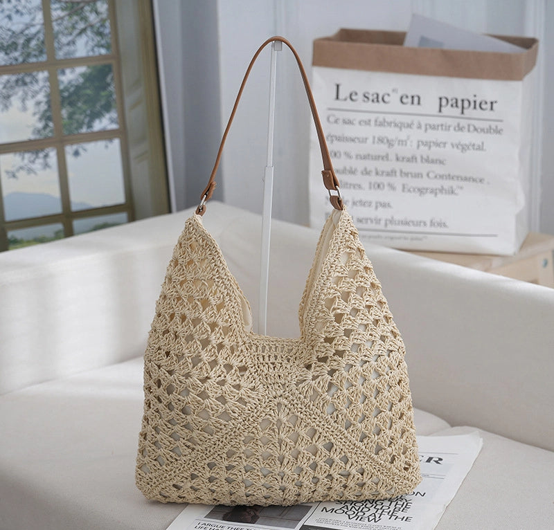 SunnyVibe Woven Square Tote - BAGMODA