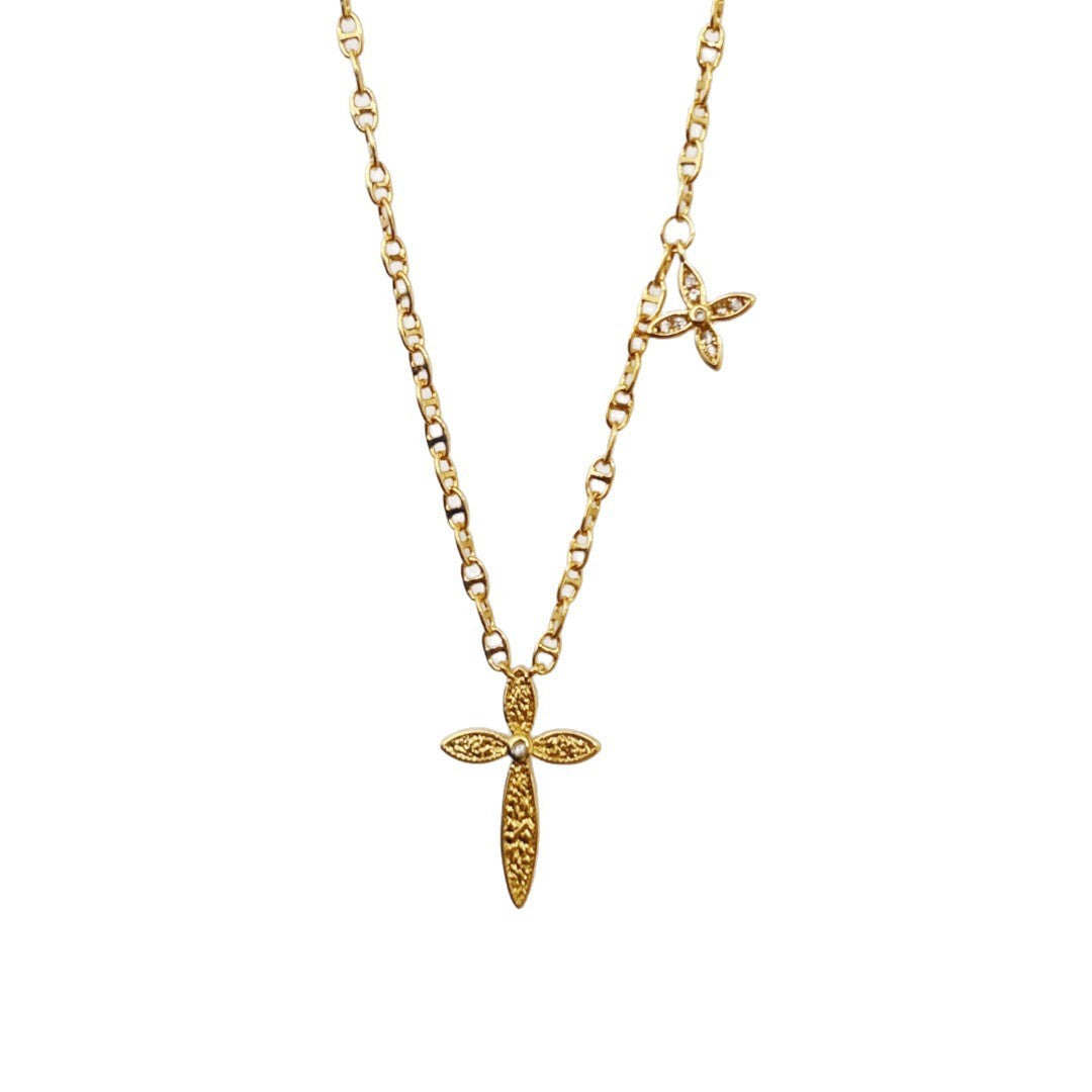 Collar de cruz de hielo de Mush, luz de iglesia, lujo, minoría, alto grado, femenino