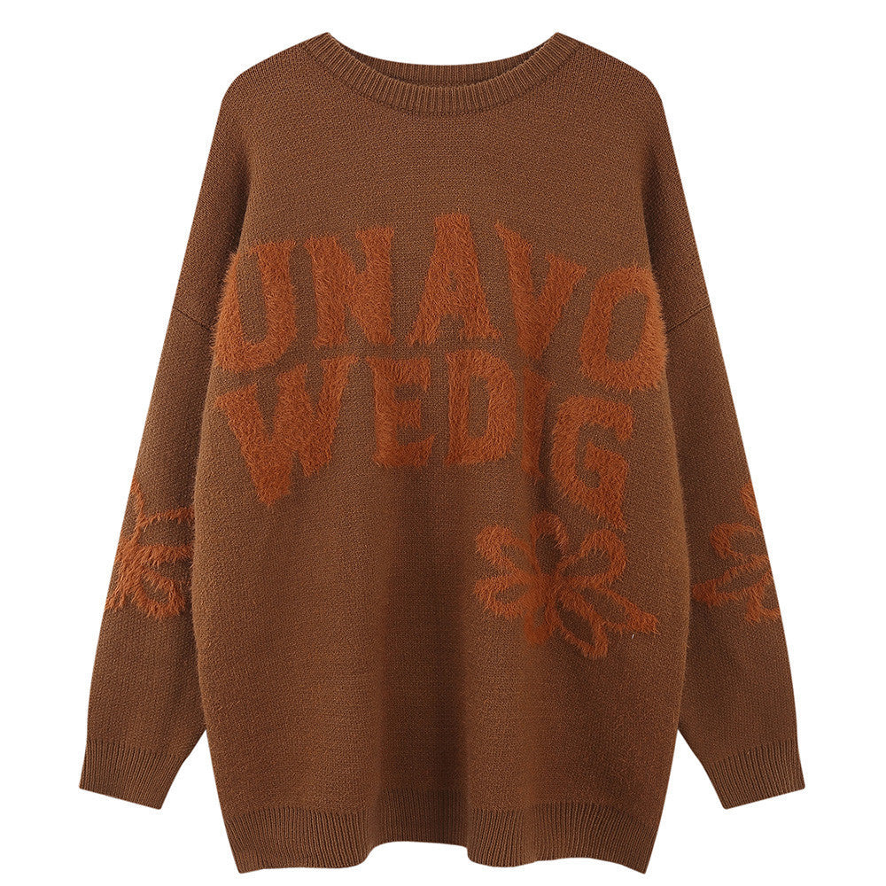 Tidejacquard Letter Fleece Sweater High Street Fashion Brand