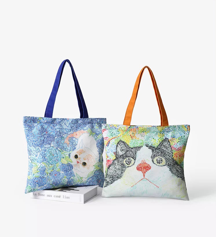 Cat Illustration Canvas Bag