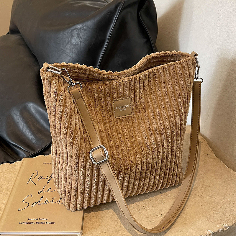 Versatile Corduroy Shoulder Bag