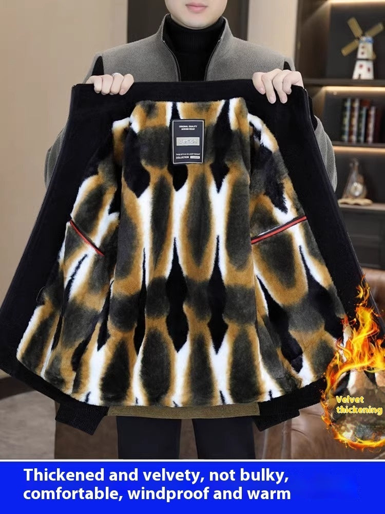 Fleece Jacket Men's Casual Stand Collar Coat
