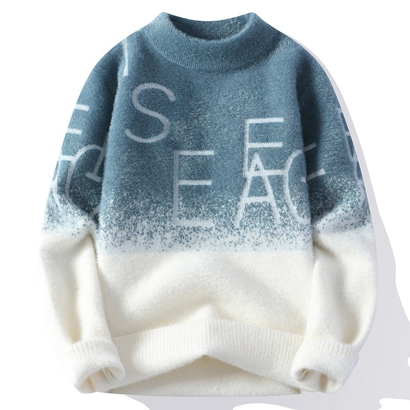 Halber Rollkragenpullover aus Samt mit Farbverlauf