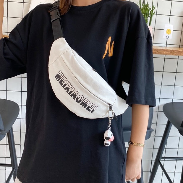Trendy Korean Canvas Waist Bag