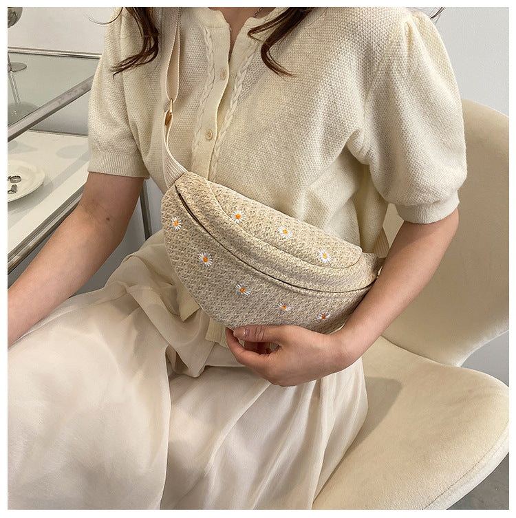 Summer Straw Waist Bag