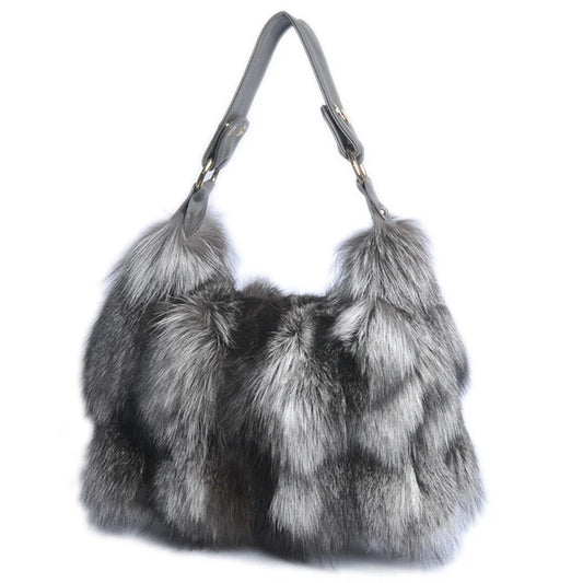 Winter Luxe Fox Fur Tote - BAGMODA