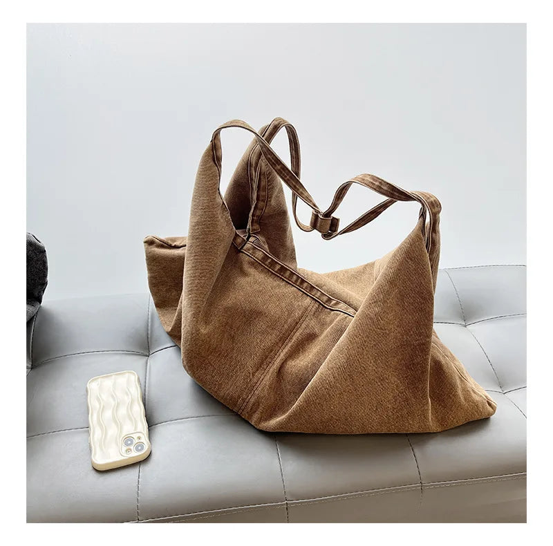 Cowboy Chic Large Denim Shoulder Tote