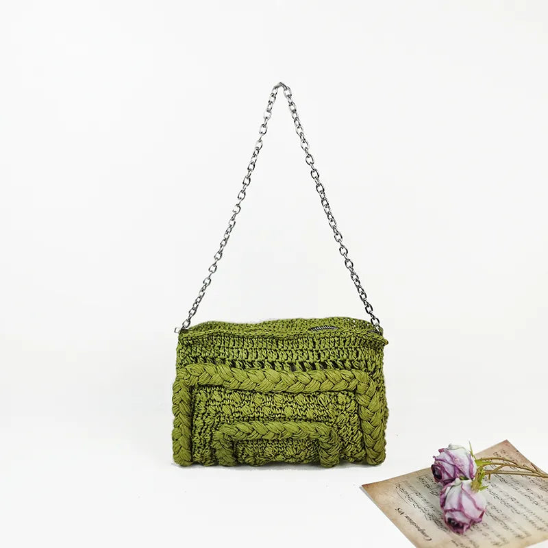 Boho Charm Woven Straw Bag