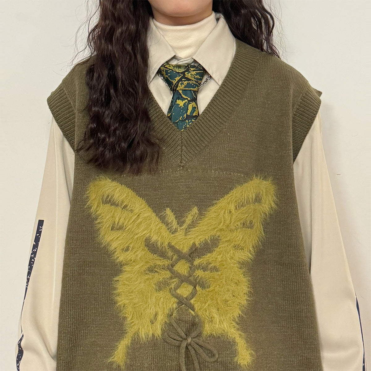 Butterfly Rope Knitwear V-neck Sweater Vest