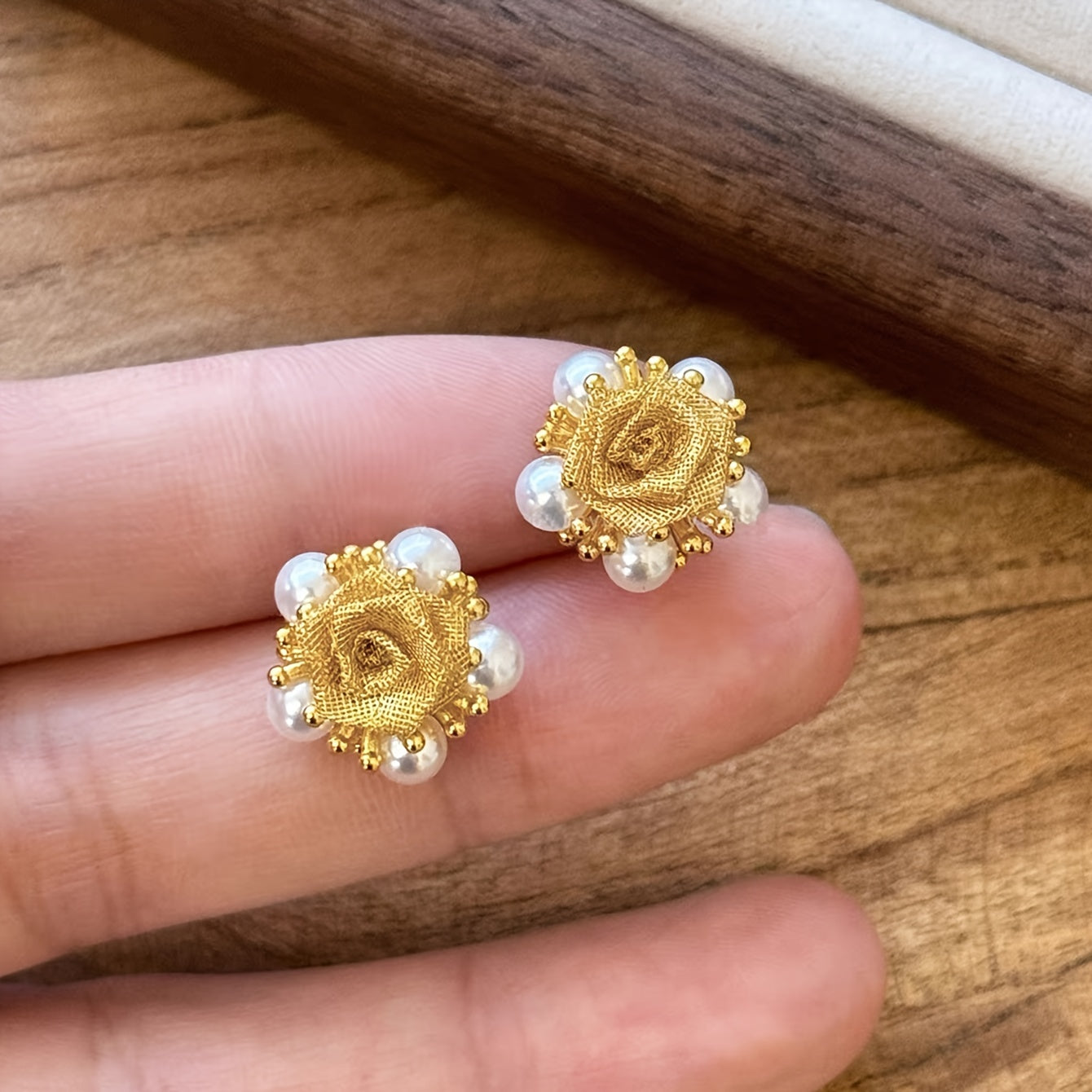 Flower-like Brocade Flower Beaded Tassel Earrings