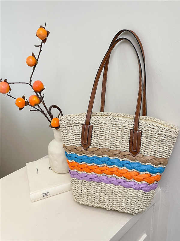 Bolso de paja de gran capacidad con cesta tejida