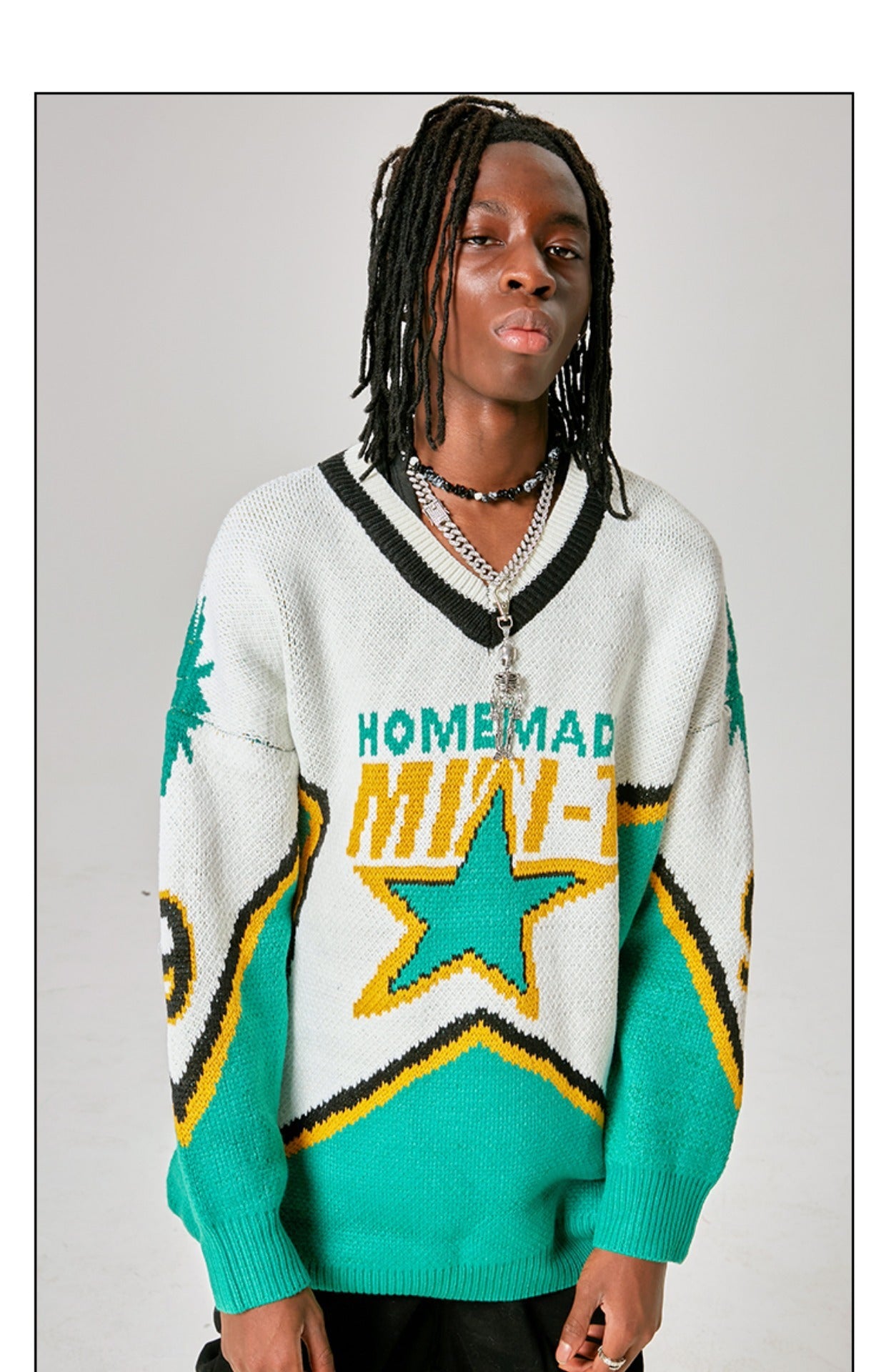 Suéter retro para hombre con letras bordadas de High Street