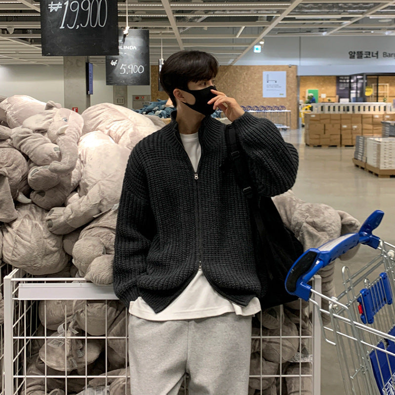 Strickjacke mit halbhohem Kragen und Reißverschluss