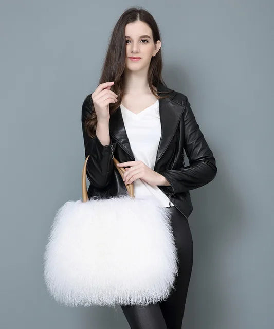 Mongolian Luxe Fur Shoulder Bag - BAGMODA